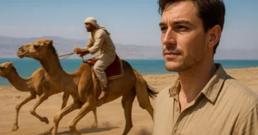 Ator que gravou cena de corrida de camelos em Mar Morto